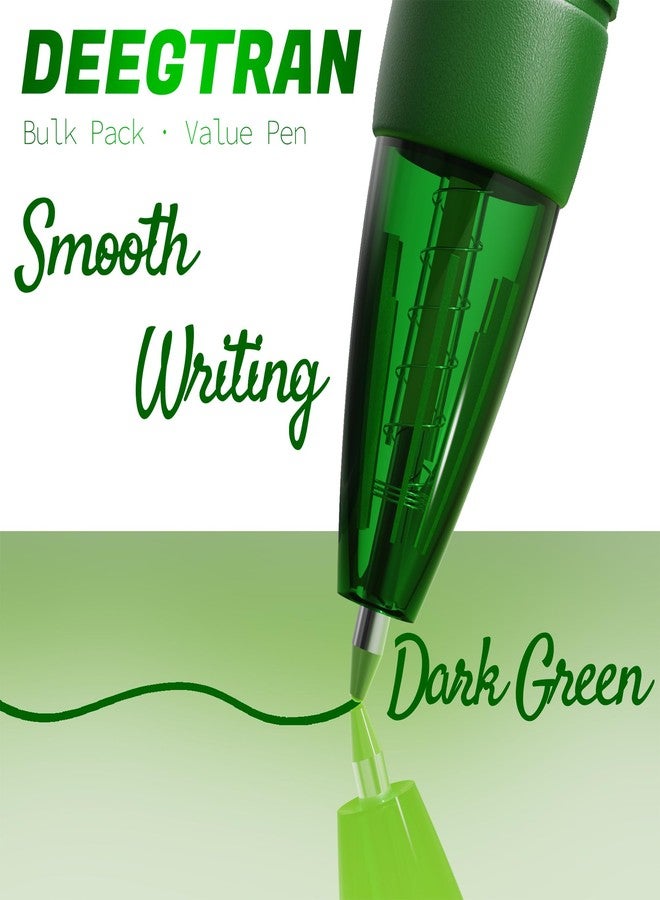 deegtran Pens Bulk, 30 Pack No Bleed Green Ink Click Pens with Soft Grip, Wholesale Retractable Ballpoint Pens for Office School, Medium Point Smooth 1.0MM - Image 4