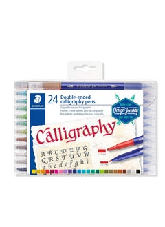 STAEDTLER 24-Piece Double-ended Fibre-Tip Calligraphy Pens Multicolour  - Image 1