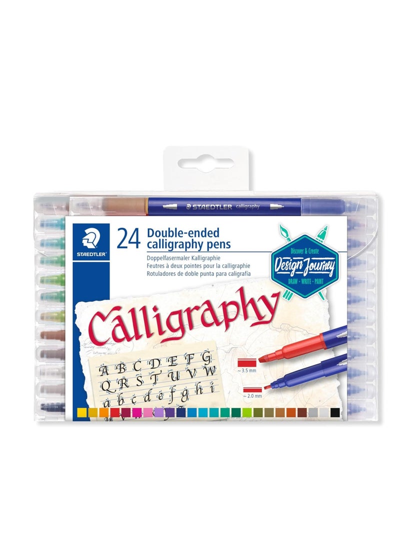 STAEDTLER أقلام خط يدوية ذات طرفين من الألياف، مكونة من 24 قطعة، متعددة الألوان - Image 1