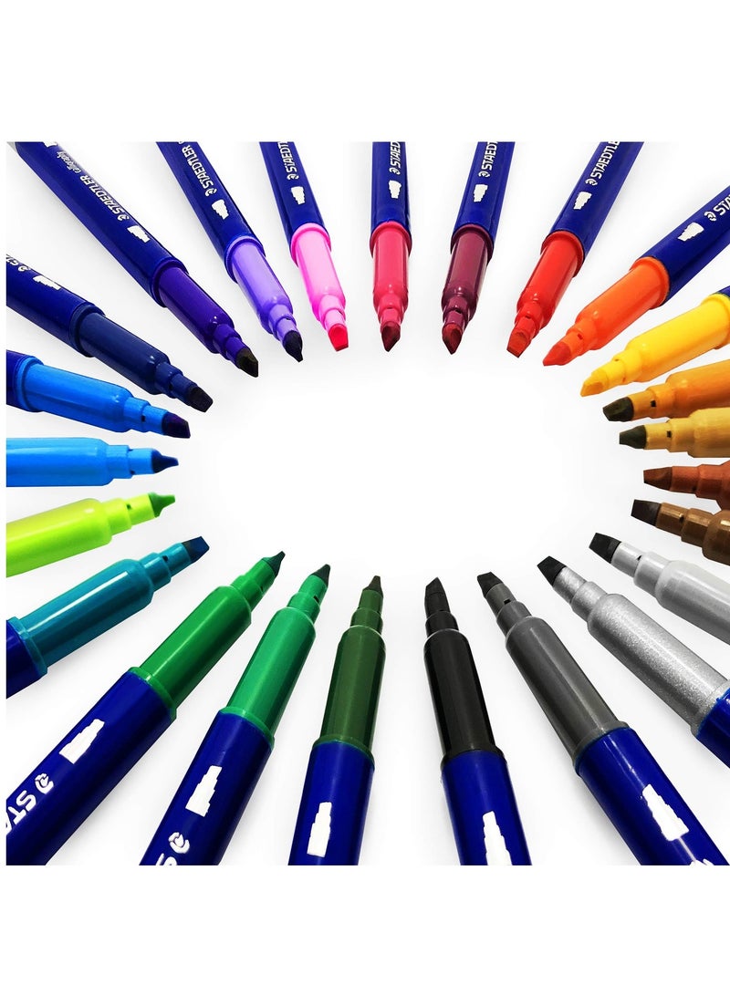 STAEDTLER أقلام خط يدوية ذات طرفين من الألياف، مكونة من 24 قطعة، متعددة الألوان - Image 3