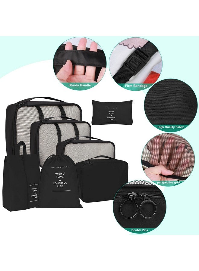PETRICE Travel Organizer 7 Set Travel Organizer Bag 3 Packing Cubes + 3 Pouches + 1 Toiletry Organizer bag, (Black) - Image 3