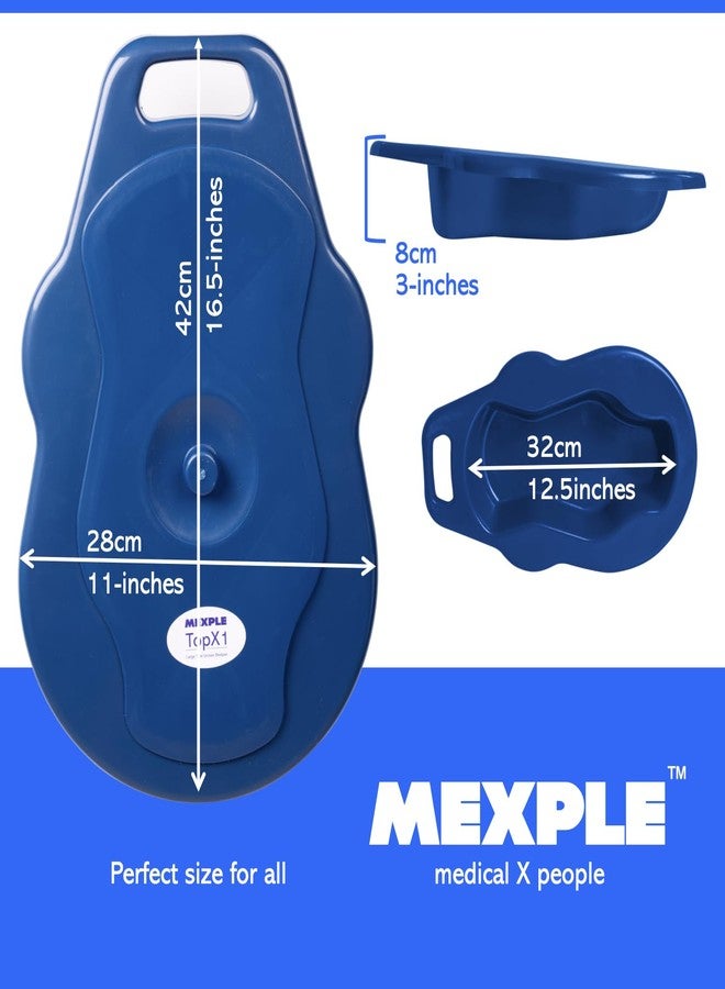 MEXPLE TopX1 2in1 Unisex Polypropylene Bedpan with Lid | For Men & Women | Large, Thick & Stable Bedpan | for Bedridden Patients - Weight Capacity upto 100kg - Blue - Image 4