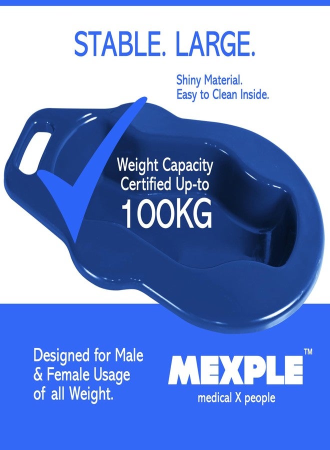 MEXPLE TopX1 2in1 Unisex Polypropylene Bedpan with Lid | For Men & Women | Large, Thick & Stable Bedpan | for Bedridden Patients - Weight Capacity upto 100kg - Blue - Image 3