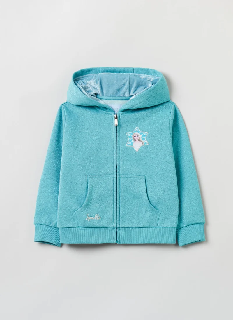 او في اس Full-zip sweatshirt with hood and Frozen Elsa patch