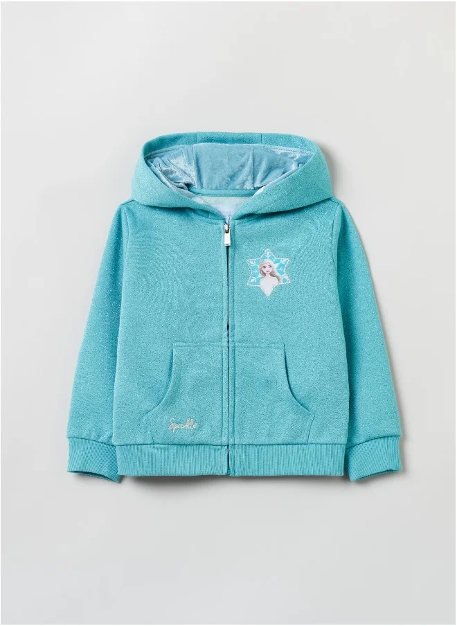 او في اس Full-zip sweatshirt with hood and Frozen Elsa patch
