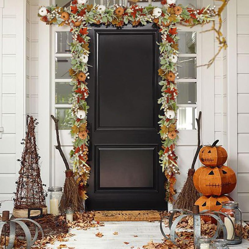 Bibelot Autumn Wreaths Lambs Ears Leaves Maple Leaf Pumpkin Garland 70inches Artificial Fall Garland Decorated on The Walls of The Living Room Hallway Thanksgiving Harvest Gathering Celebration Decor - Image 5