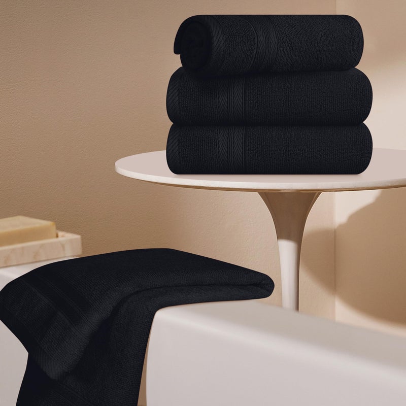 Boutiquo Ultra Soft من 6 قطع مناشف اليد مجموعة 16 × 28-100 ٪ من القطن Ringspun - مناشف يدوية متينة وامتصاص للغاية - مثالية للاستخدام في مستحضرات الصالة الرياضية في المطبخ الحمام والتنظيف العام - الأسود - Image 3