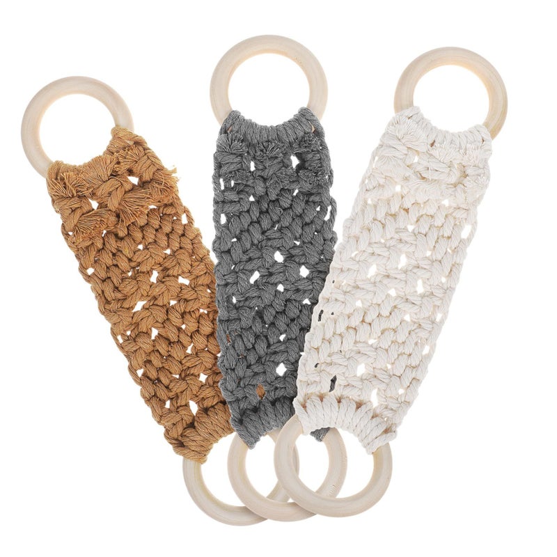 3Pcs Macrame Towel Rings Hanging Loops Handmade Nordic Style For Bathroom Kitchen Wall - Image 2