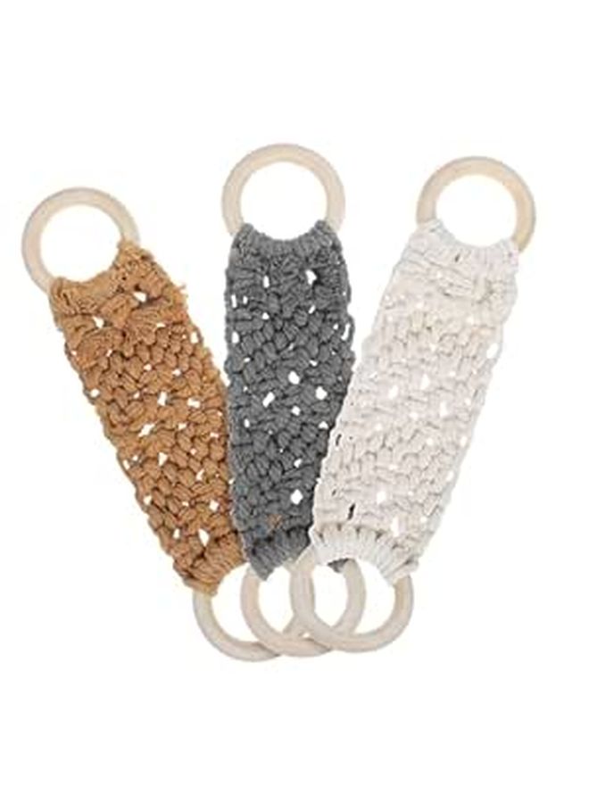 3Pcs Macrame Towel Rings Hanging Loops Handmade Nordic Style For Bathroom Kitchen Wall - Image 1