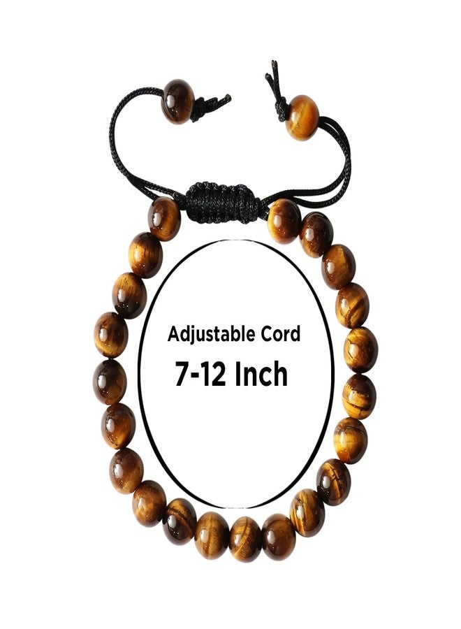9Dzine Tiger Eye Crystal 8mm -24 Beads Bracelet with Adjustable Thread | Bracelets for women stylish | Accessories for Girls | Hand Bracelet for man | Western Jewellery | For Courage & protection,Unique Gift Items - Image 4
