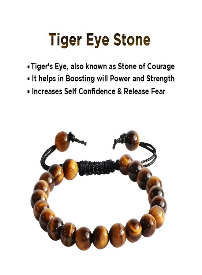 9Dzine Tiger Eye Crystal 8mm -24 Beads Bracelet with Adjustable Thread | Bracelets for women stylish | Accessories for Girls | Hand Bracelet for man | Western Jewellery | For Courage & protection,Unique Gift Items - Image 3