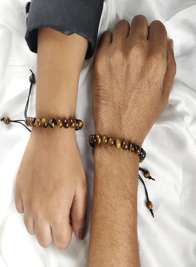 9Dzine Tiger Eye Crystal 8mm -24 Beads Bracelet with Adjustable Thread | Bracelets for women stylish | Accessories for Girls | Hand Bracelet for man | Western Jewellery | For Courage & protection,Unique Gift Items - Image 5