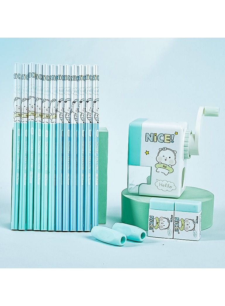 Student Stationery Gift Box Stationery Set Pencil Sharpener and Pencil Set With 2 Erasers Pen Holders Opening Season Back to School Gift Box for Kids - Image 1