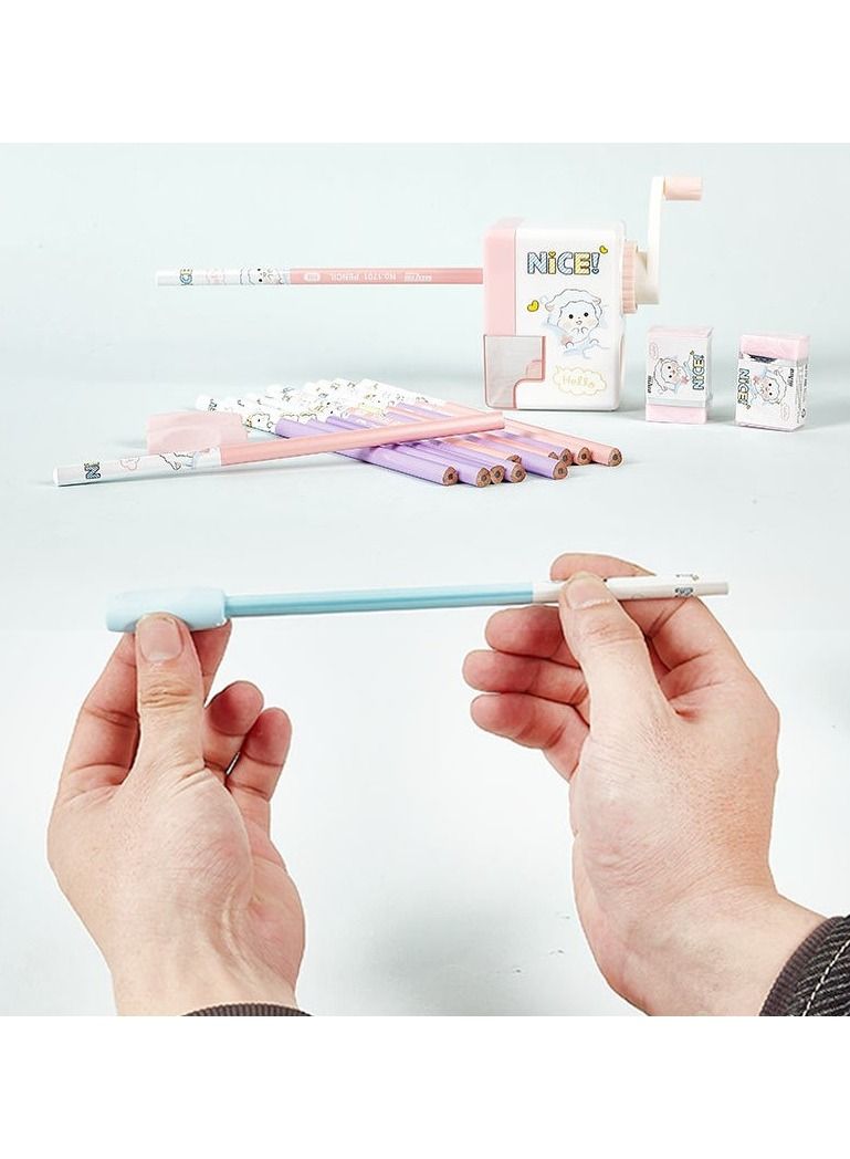 Student Stationery Gift Box Stationery Set Pencil Sharpener and Pencil Set With 2 Erasers Pen Holders Opening Season Back to School Gift Box for Kids - Image 4