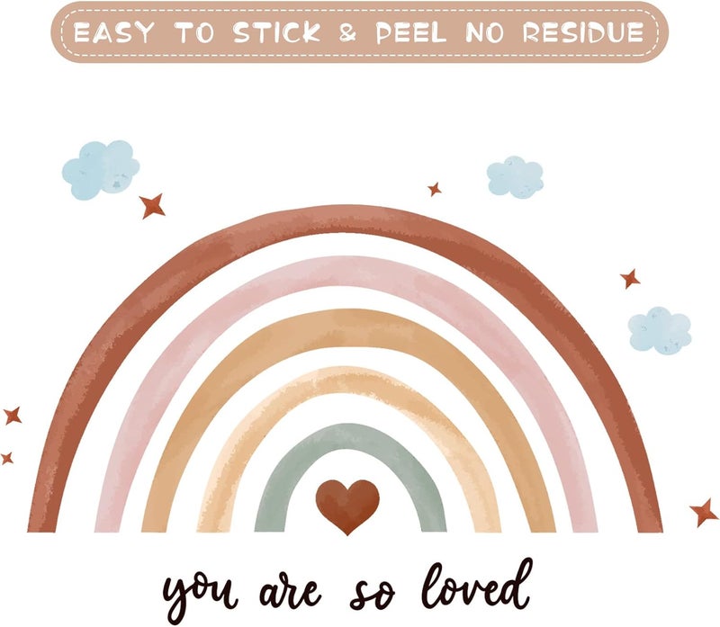 Containlol Rainbows Wall Decal, Boho Rainbow Stickers Large Rainbow Wall Decor Peel and Stick Wallpaper for Girl Bedroom Baby Shower Nursery Kid Playroom Classroom Decor You are So Loved 30 x 14 inches (Boho) - Image 5
