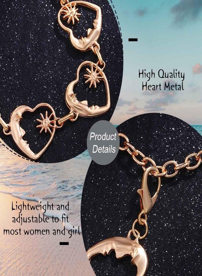 Urieo Gold Heart Chain Belt with Sun Charm, Decorative Metal Waist Chain, Boho Belly Chains for Women - Image 2