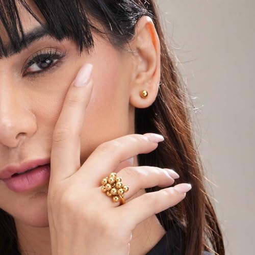 PALMONAS Gold Beads Harmony Ring for Womens - Waterproof & Anti-Tarnish - Image 3