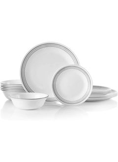 Corelle 18-Piece Chip Resistant Classic Collection Mystic Grey Dinnerware Set Service for 6  - Image 1