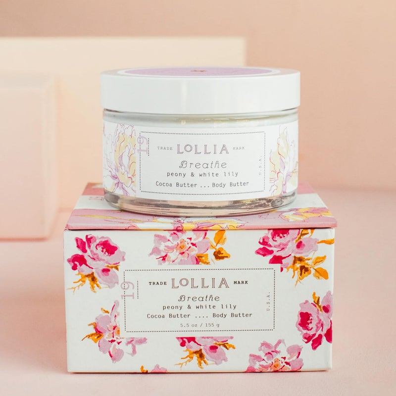 LOLLIA Breathe Body Butter, 5.5 oz. - Peony & White Lily Fragrance - Shea Butter & Cocoa Butter, Body Lotion for Women, Hydrating & Smooth Body Moisturizer - Image 2