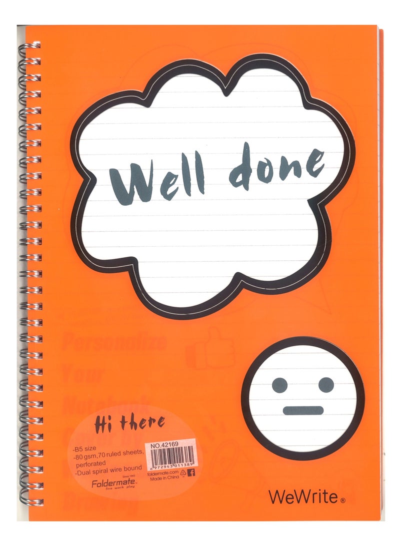 Foldermate دفتر ملاحظات حلزوني بحجم B5 مكون من 70 ورقة - Image 1