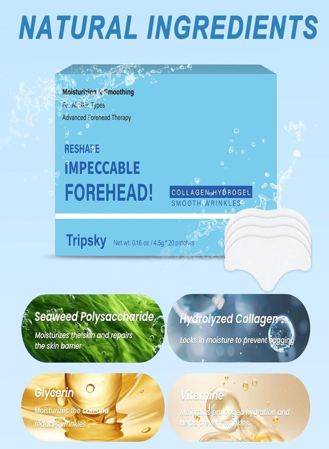 Tripsky Forehead Wrinkle Patches For Anti-Wrinkle, Overnight Facial Wrinkle Patches Jelly Pads With Collagen, Forehead Wrinkles Treatment Softening Fine Lines (White 20PCS - Image 2