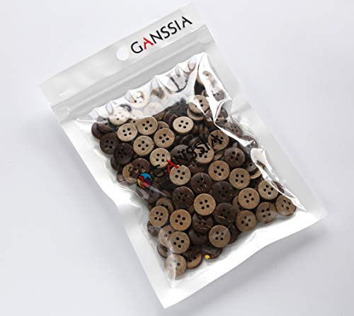 GANSSIA Coconut Shell Buttons Small Size 1/2 Inch (12.5mm) 4 Holes Coconut Button for Shirt Sewing or DIY Crafts Pack of 200pcs - Image 5