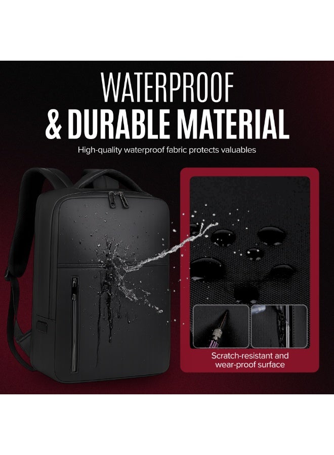 Nexso Premium Men’s Black Backpack - Water-Resistant School Backpack & Multi-Compartment Business & Travel Backpack with Integrated USB Charging Port, Padded Laptop Sleeve & Ergonomic Comfort Design - Image 4