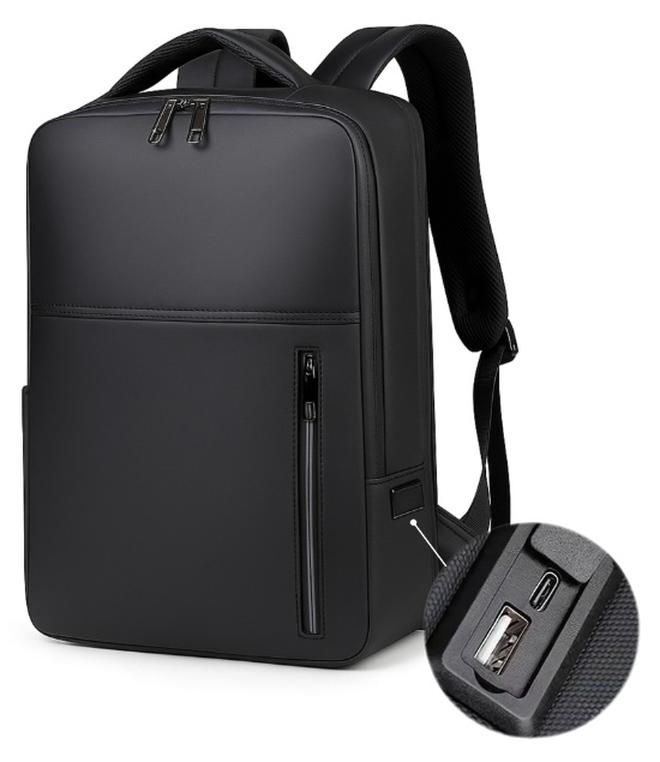 Nexso Premium Men’s Black Backpack - Water-Resistant School Backpack & Multi-Compartment Business & Travel Backpack with Integrated USB Charging Port, Padded Laptop Sleeve & Ergonomic Comfort Design - Image 1