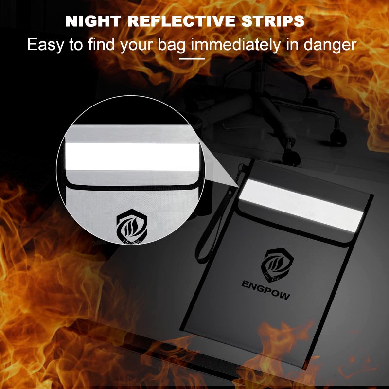 ENGPOW Fireproof Document Bag with Lock (5200â„‰),15â€x 11â€ Fireproof Money Pouch with Zipper, Fireproof File Safe Storage Organizer Holder for Valuables,Cash,A4 Legal Important Documents and More - Image 5