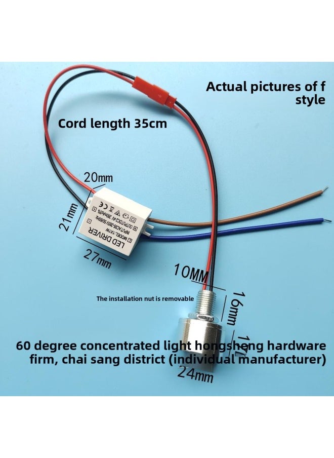 Generic - 220VLED Small Bulb Crystal Chandelier Aisle Lamp Table Lamp Light Source Lamp Bead Creative Model Instrument Lighting Spotlight-Specifications:220v Small Bulb F Type 60 Degree Spotlight (with Mounting Screws) + 1w + Blue - Image 1