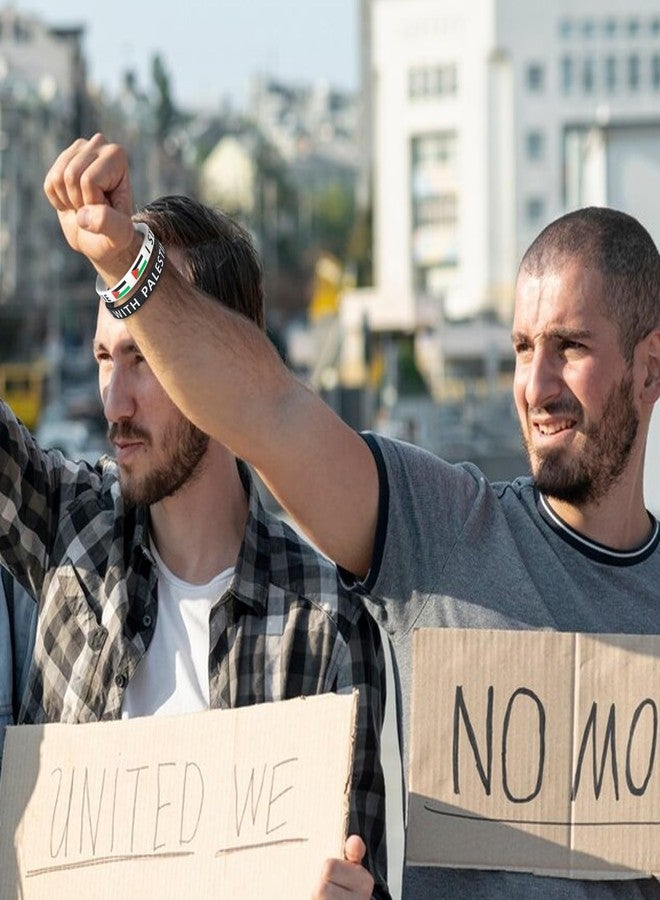 مجموعة من 20 سوارًا من السيليكون بتصميم علم فلسطين من فايندات، أقف مع فلسطين، مناسبة للرياضة للجنسين - Image 3