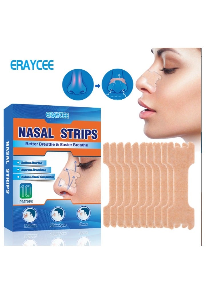 ERAYCEE Nasal Strips Better Breathe,lmprove Sleep,Nasal Strips for Congestiong Relief,Snoring Solution and Instant Relief for Nasal Congestion Caused By Colds and Allergies 10PCS - Image 1