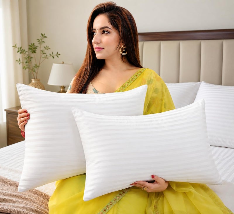 IMSmartMart Soft Fiber Cotton Bed Pillow, 17" x 26", White - Set of 2 - Image 2