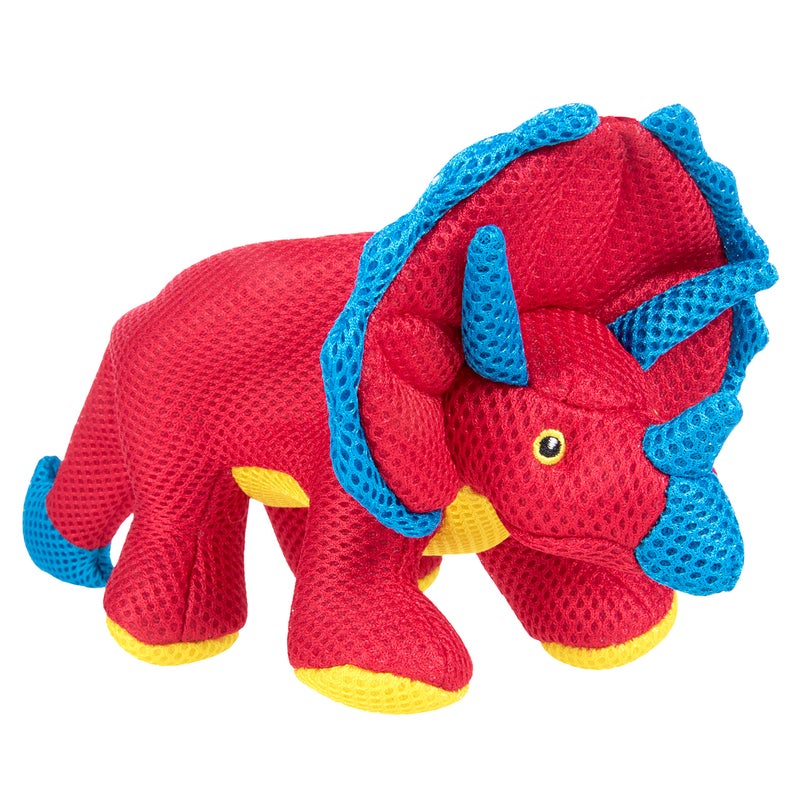 goDog Double Chew Guard Mesh Dinos Frills Squeaky Dog Toy Red Small - Image 2