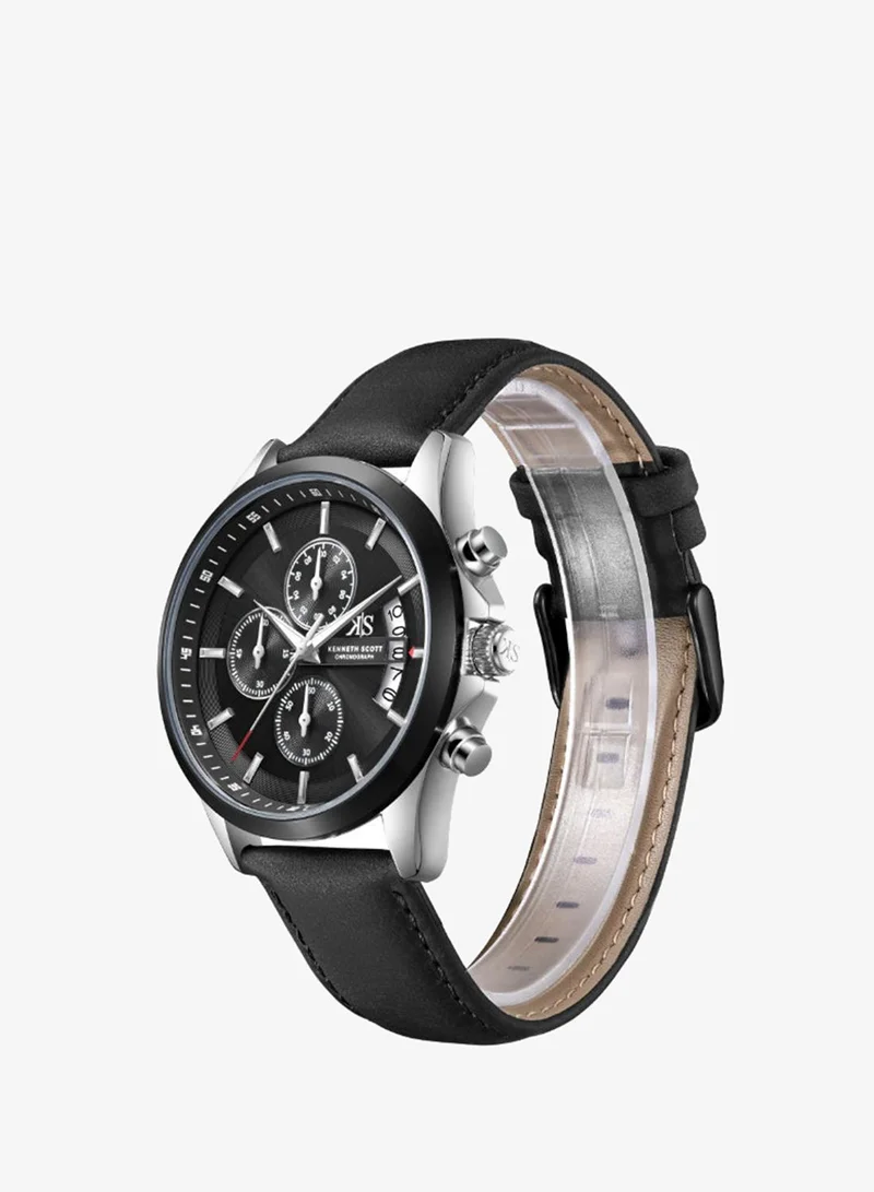 كينيث سكوت Men's Leather Chronograph  Watch K26106-BLBB - 42 mm