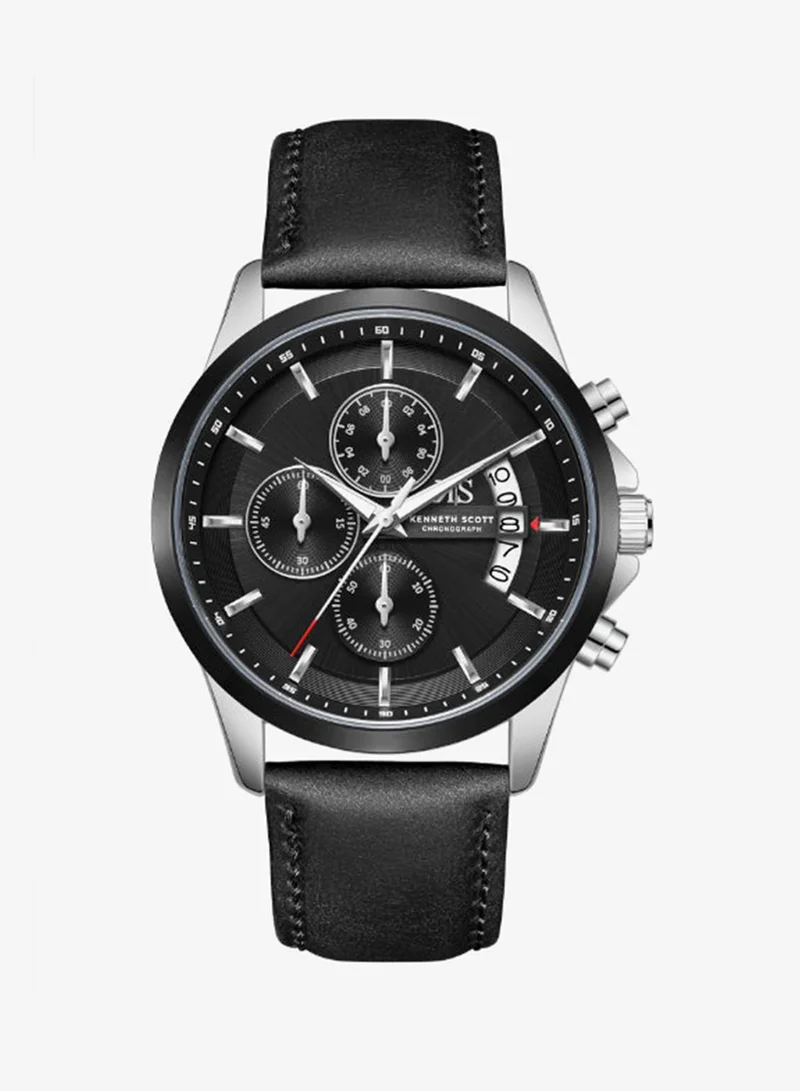 كينيث سكوت Men's Leather Chronograph  Watch K26106-BLBB - 42 mm