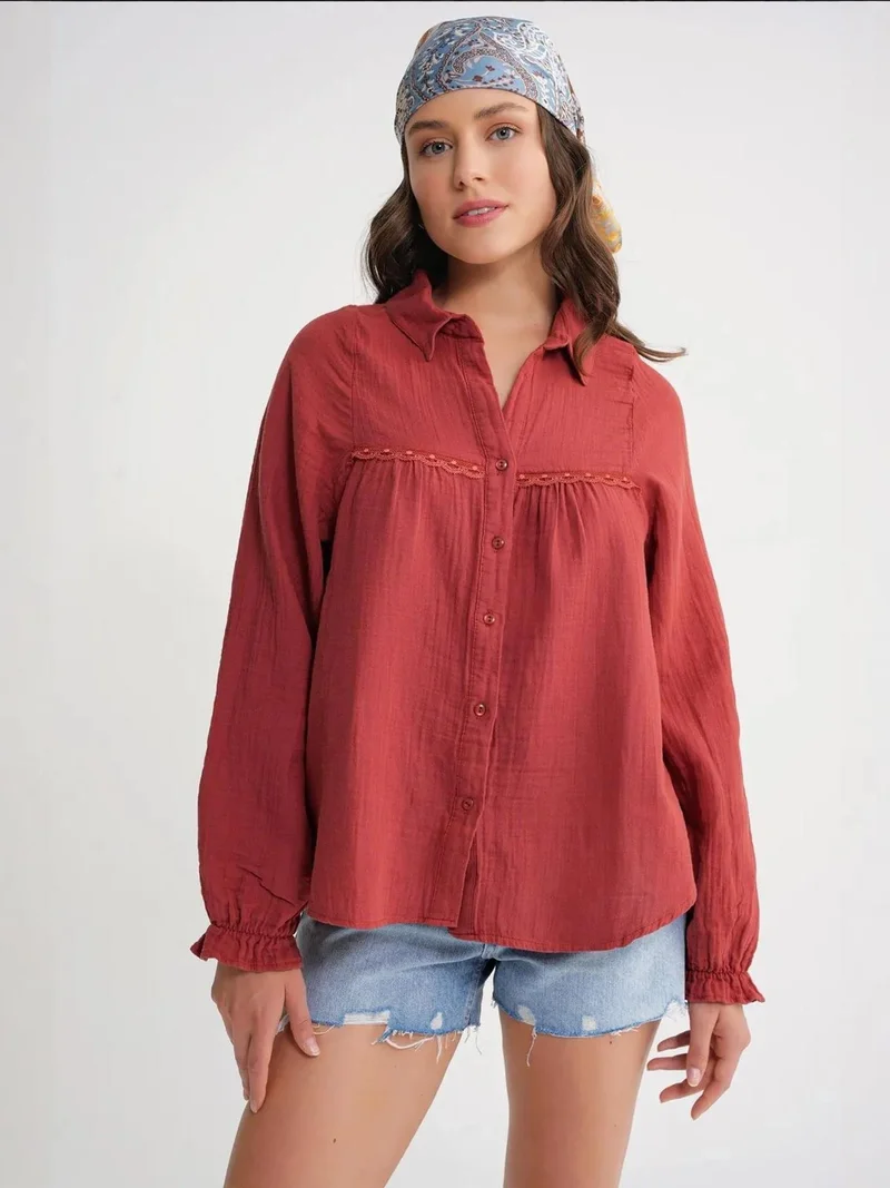 MixRay Mixray Textured Cotton Button-Up Shirt