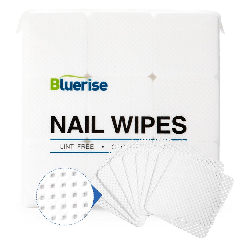 BLUERISE Lint Free Nail Wipes White 1200pcs Nail Polish Remover Pads Soft Absorbable Eyelash Extension Glue Cleaning Wipes