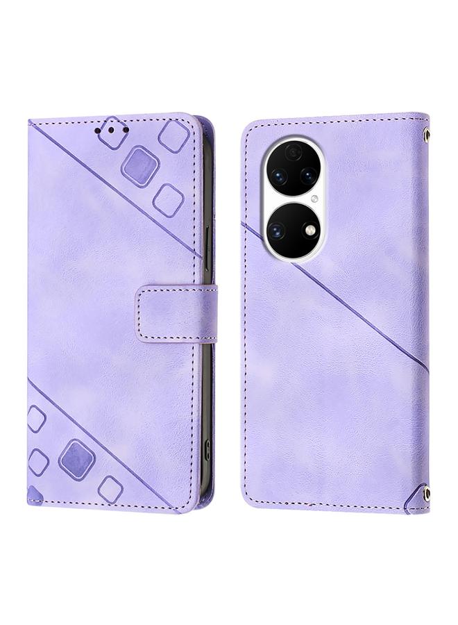 اس-توب جراب لهاتف Huawei P50 مصنوع من الجلد المنقوش بملمس الجلد - Image 2