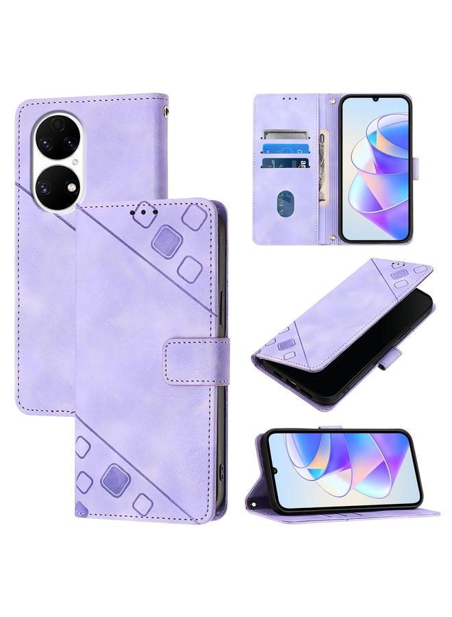 اس-توب جراب لهاتف Huawei P50 مصنوع من الجلد المنقوش بملمس الجلد - Image 1