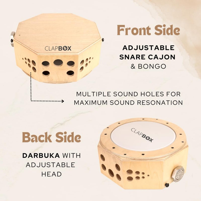 Clapbox Cajembe Travel Cajon (3 instruments in 1) - Rubber wood with Carry Bag - Image 2