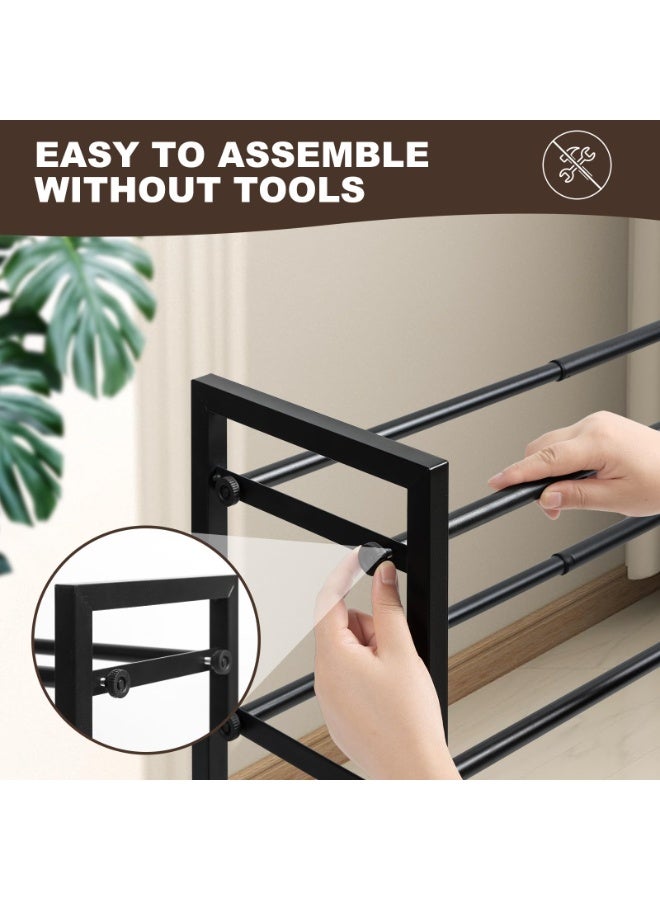 SALADAYS 2-Tier Expandable Shoe Rack, Adjustable Shoe Storage Shelf Organizer, Sturdy and Durable Metal Structure Free Standing Shoe Rack for Closet Entryway Doorway(Black) - Image 4