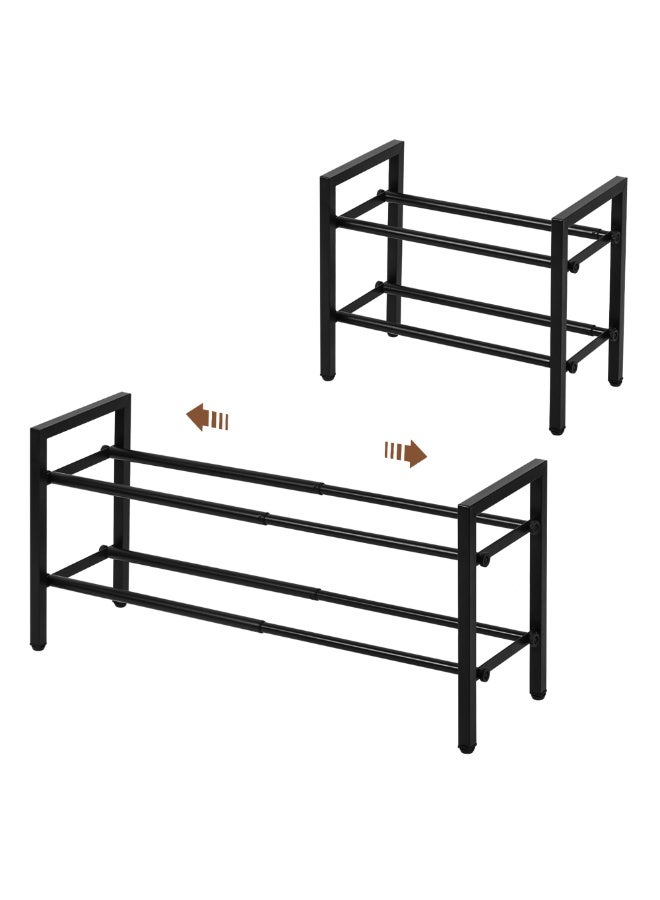 SALADAYS 2-Tier Expandable Shoe Rack, Adjustable Shoe Storage Shelf Organizer, Sturdy and Durable Metal Structure Free Standing Shoe Rack for Closet Entryway Doorway(Black) - Image 1