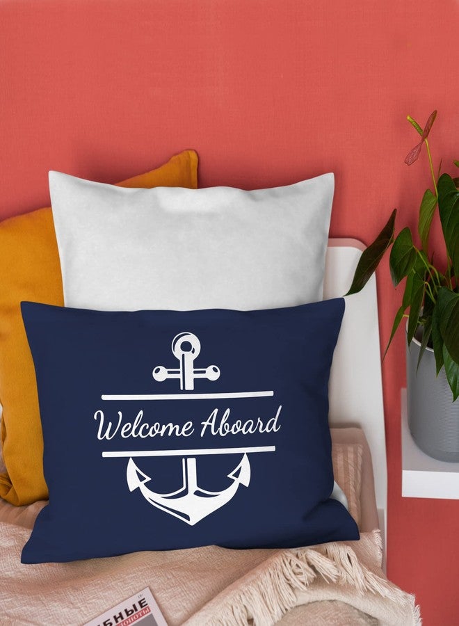 Burosev Welcome Aboard Soft Throw Pillow Cover, Navy Blue Boat Anchor Decorative Pillowcase, Nautical Sailing Farmhouse Decor Decorations for Home Bedroom Sofa Couch Living Room(12 x 20 Inch) - Image 3