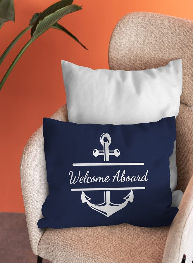 Burosev Welcome Aboard Soft Throw Pillow Cover, Navy Blue Boat Anchor Decorative Pillowcase, Nautical Sailing Farmhouse Decor Decorations for Home Bedroom Sofa Couch Living Room(12 x 20 Inch) - Image 2