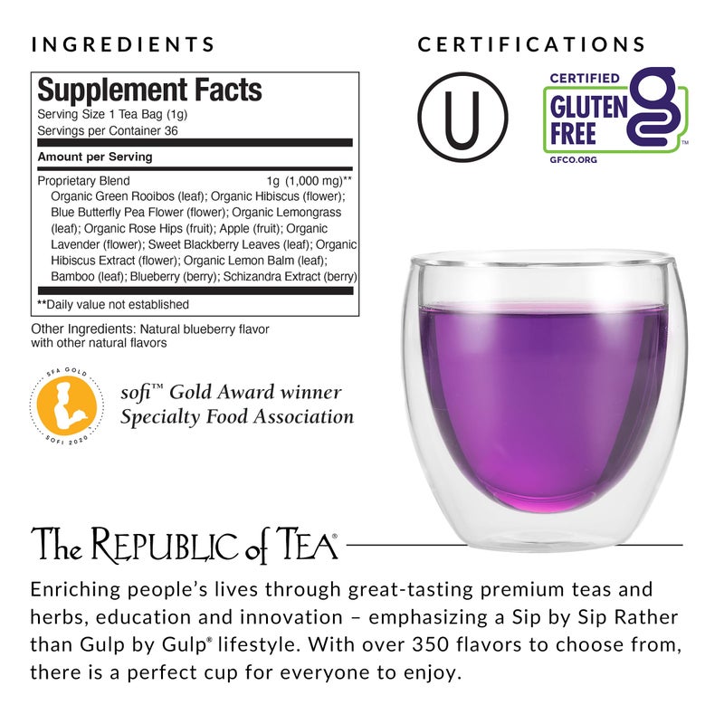 The Republic of Tea - Beautifying BotanicalsÂ® Daily Beauty Blueberry Lavender Herbal Tea Bags(36 count) - Image 4