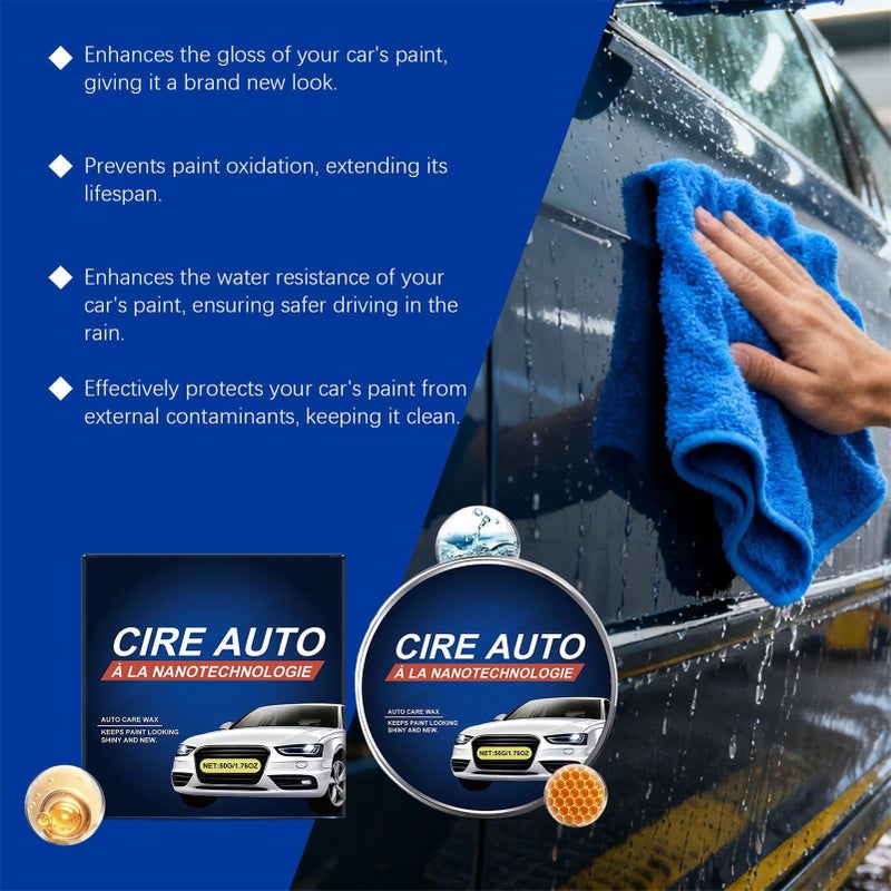 Car Scratch Remover Polish 50g Paint Repair Cream Kit With Sponge Towel - Image 3