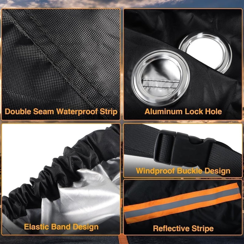 EVRBUL Heavy Duty Motorcycle Cover for Harley Davidson - 420D Outdoor All Seasons Protection - Image 5