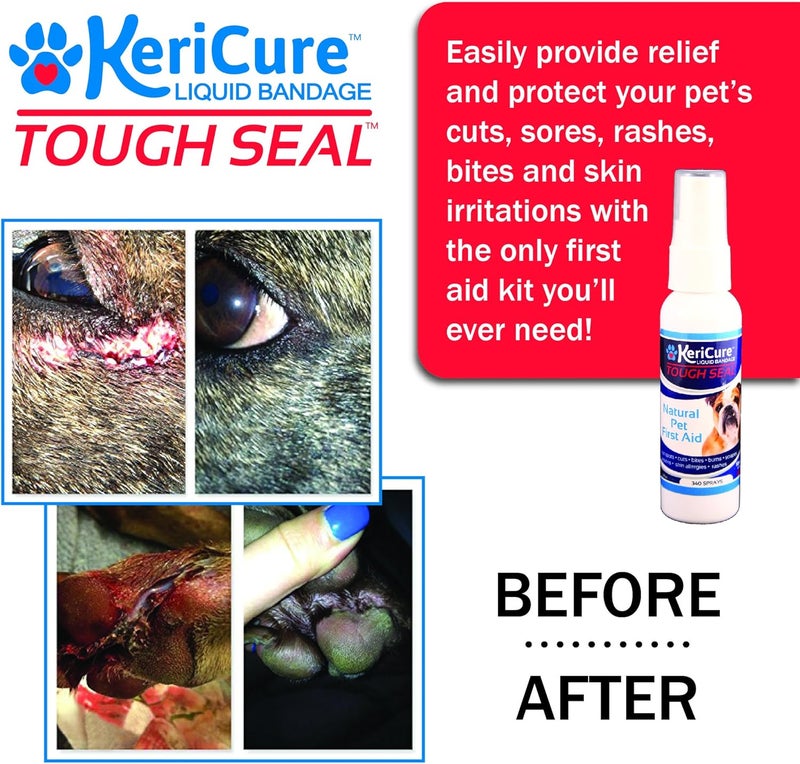 كيراكيور رذاذ الضماد السائل Tough Seal للحيوانات الأليفة للكلاب والقطط - 2 أونصة، مقاوم للماء، يحمي الجروح ويخفف القطوع والخدوش؛ آمن إذا تم لعقه، ولا يسبب ألمًا. - Image 3