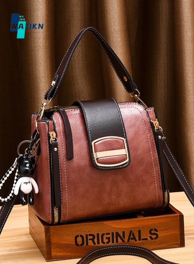 WAOKN Multifunctional Retro Handbag,Bucket bag women's new fashion women's bag Korean version of the net red small bag portable shoulder Messenger bag,Female Crossbody Messenger Ladies Hand Bags for Girls - Image 1